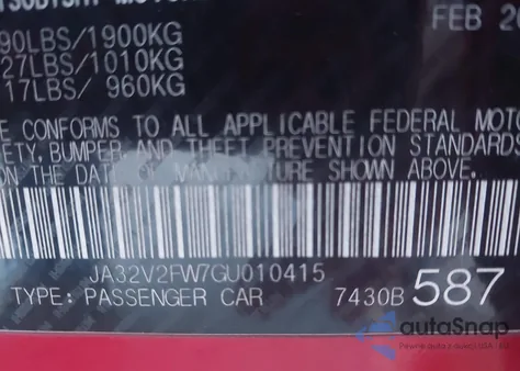 2016 Mitsubishi Lancer Es from USA, damaged, VIN JA32V2FW7GU010415